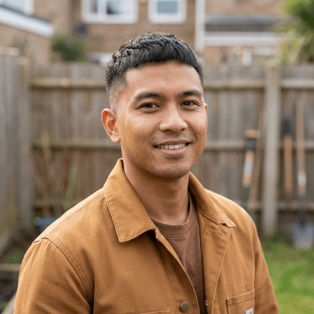 Male property manager in his mid 40s, East Asian, professional and dependable demeanor appropriate for commercial services